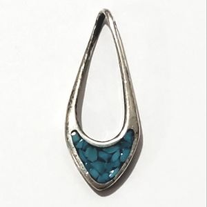 Vintage Navajo Sterling Turquoise "Oval Smile" Pendant